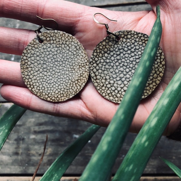 Large Leather Handmade Earrings - Picture 1 of 6